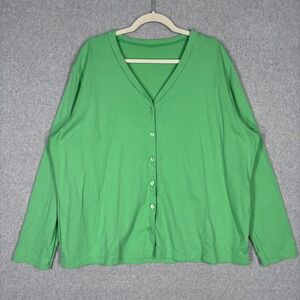 Weekenders Cardigan Sweatshirt XXL Lime Pocket Jersey Knit Artsy Lagenlook Comfy